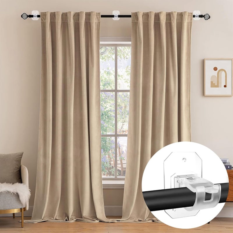 Codoule 8PCS Upgraded No Drill Curtain Rod Brackets - No Drilling, Self Adhesive, Nail Free, Adjustable Curtain Hangers for Poles 0.621.57 Inch - Image 3